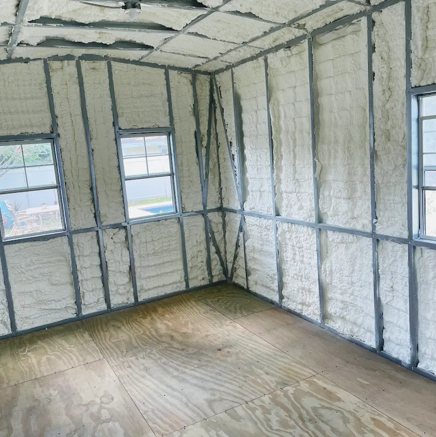 Closed-cell spray foam insulation applied to wall cavities in a residential project in Salt Lake City